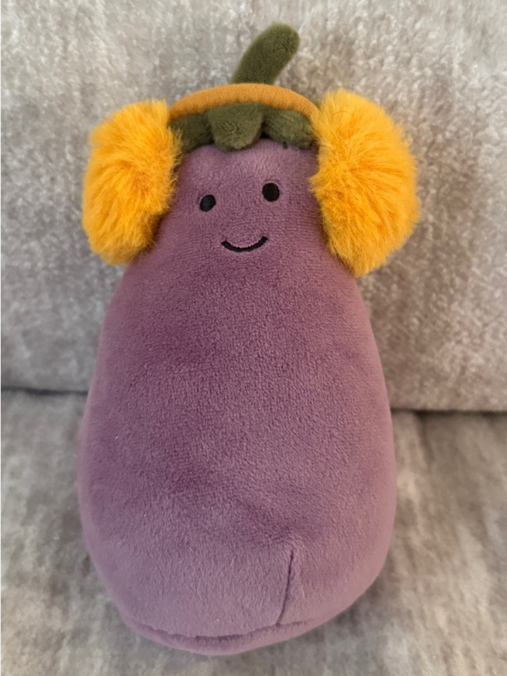 Jellycat Toastie Vivacious Aubergine Eggplant‎ with Earmuffs - Retired